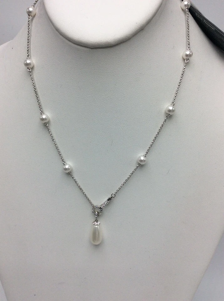 $75 Eliot Danori imitation pearl & CZ Lariat necklace D88 - Image 2 of 4