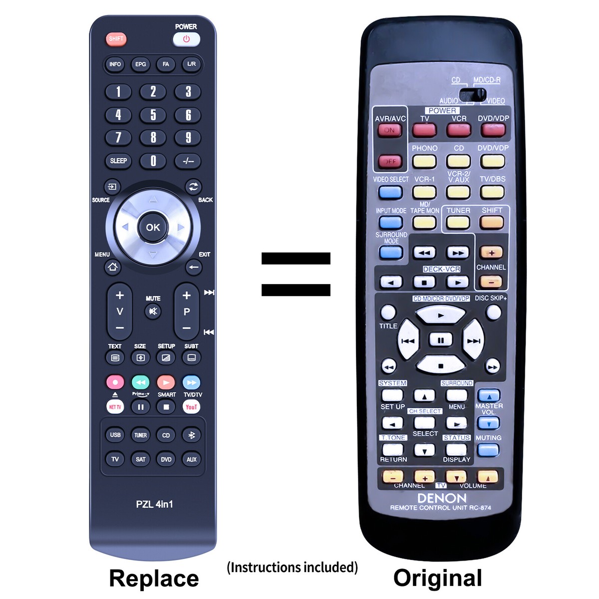 デノン オーディオリモコン RC-874 9jupf8b RC-874 Replacement Remote Control For Denon AV Receiver AVR
