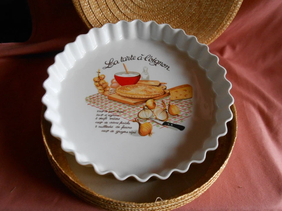 Plat à Tarte à l'Oignon en Porcelaine "L'HIRONDELLE" - Photo 2/4