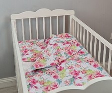 2 3 4 5 pc bedding set nursery baby 100% cotton for cot bed pink flowers garden