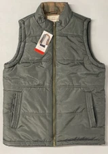 Original Weatherproof Vintage MEDIUM Zip GREEN Quilted Puffer Vest FLANNEL LININ