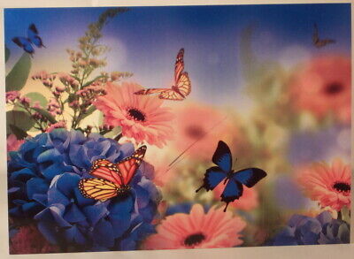 Fleurs Et Papillons Vibrant Image Anniversaire Carte 19 5cm X 13 75cm Paysage Ebay