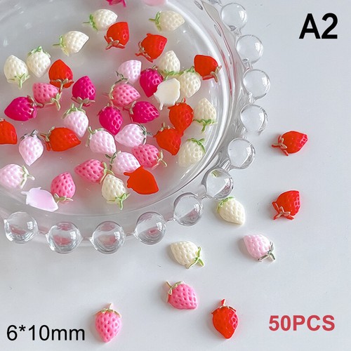 50pcs Fruit Sweet Strawberry Nail Art Charms Decor DIY Summer Nail Art Acces GF - Picture 14 of 17