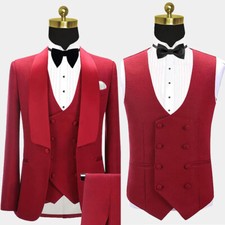 3 Pcs Men Suits Shawl Lapel Formal Wedding Party for Grooms Business Casual