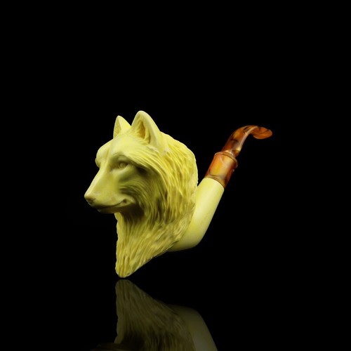 Large Size Wolf Pipe By Kenan new-block Meerschaum Handmade W Case+tamper#587 - Picture 2 of 9