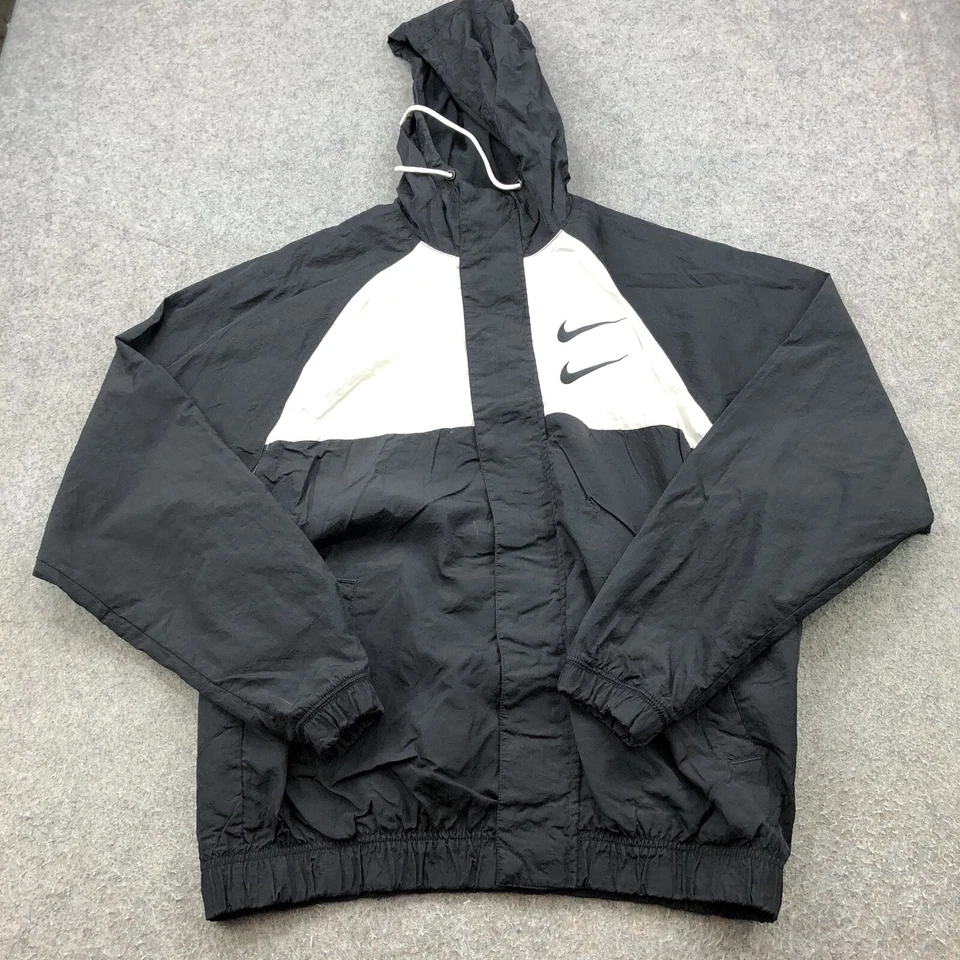 Chaqueta Nike Para Hombre Mediana Negra Blanca Cremallera Swoosh Diosa Internacional de la Victoria Foto 3 de 4