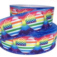 GROSGRAIN RIBBON 7/8"  1.5" 4TH OF JULY HEARTS STARS STRIPES JU7 Printed