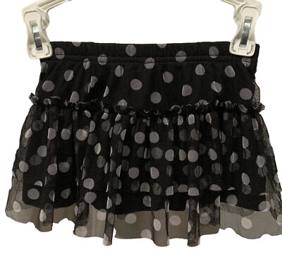 Falls Creek Girls Tutu Skirt Mesh Layered Polka Dots Black & White 12 Months New