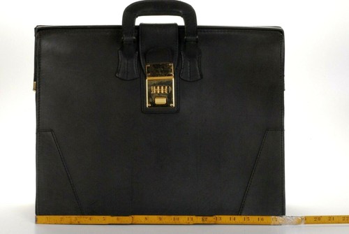 Maletín vintage PRESTO cuero negro con cerradura que funciona 18"" X 14"" X 4"" #2356 - Imagen 3 de 12
