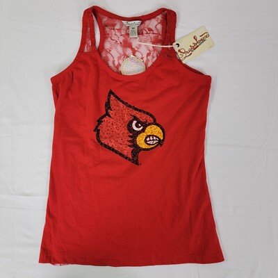 Pressbox University of Louisville Cardinals RED lacy tank top NEW tags M Medium