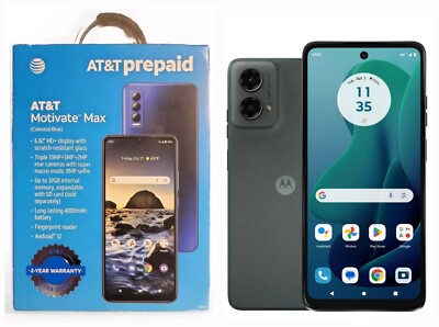 AT&T Motivate Max 6.8''HD+ 3/32GB 13Mp Prepaid Blue Smart Phone, Locked to ATT  