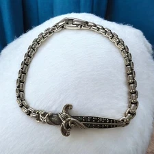 David Yurman .925 Sterling Silver Waves Dagger Bracelet Retail $850 7.25"