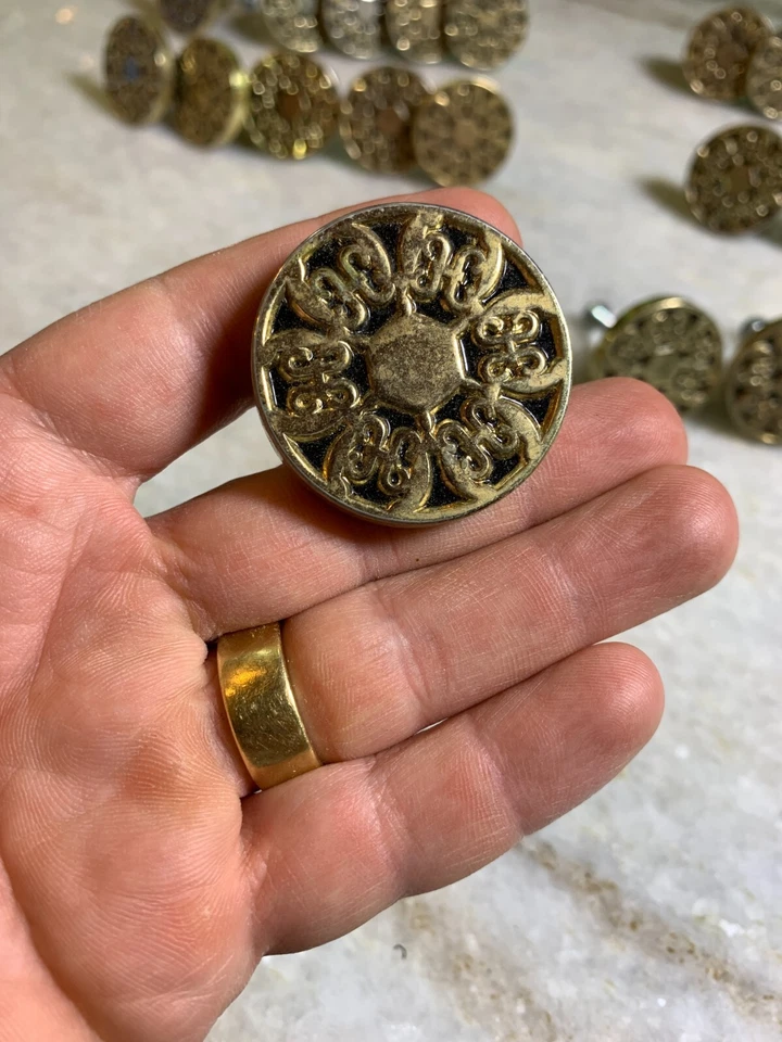 Vintage Mid Century 1960s 60s 1970s 70s Gold Enamel Drawer Knob Pull Knobs Pulls - Image 3 of 4