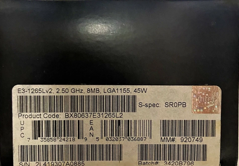 Intel BX80637E31265L2 SR0PB Xeon Processor E3-1225 v2 8M Cache, 3.20 GHz NEW - Image 2 of 2