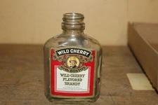 Vintage Mr. Boston Wild Cherry Brandy Whiskey Glass Bottle Paper Label Liquor