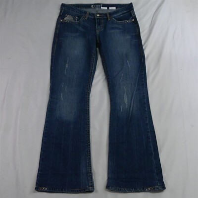 Cruel Girl 7 Mallory Flare Bold Stitch Stretch Denim Womens Jeans