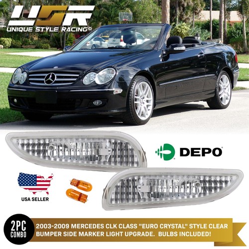 Clear Front Bumper Side Marker Lights Pair For 20032009 Mercedes Benz