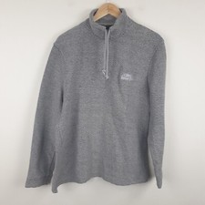 Weird Fish 1/4 Zip Fleece Mens Small Grey Macaroni Knit Mock Neck Pullover