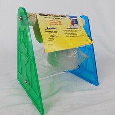 Polly's Portable Small Parrot Stand Feed Cup Nail Trim Perch Green Blue 8" Long