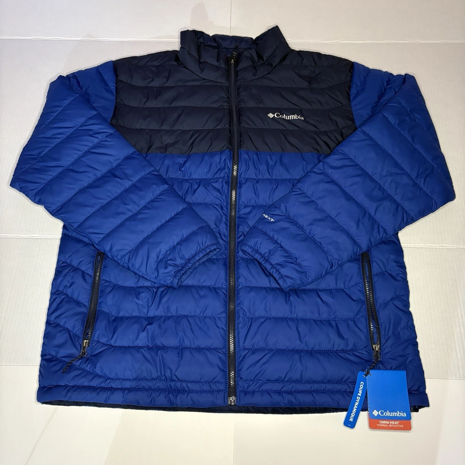 Men’s Columbia Size XL Omni-Heat Powder Lite II Jacket Blue & Navy NWT