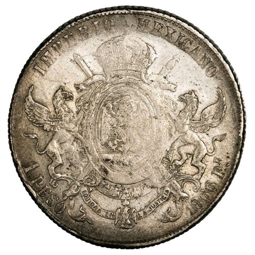 Mexico 1 Peso Pi 1866 Potosi Maximilian Empire KM# 388.2
