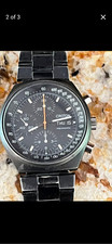 Vintage Croton Aquamatic Chronograph Valjoux 7750 Black PVD Watch 1980s Heuer
