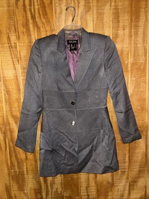 Vtg Escada Margaretha Ley Blazer Jacket Sz 34 Women s Grey Striped Lined Wool