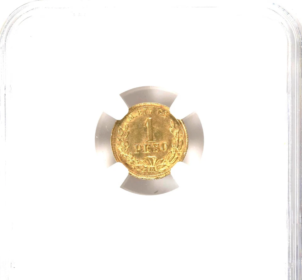 Mexico: Gold 1 Peso, 1898-Cn M. Culiacan Mint. NGC MS-64! Stunning near-Gem! - Image 3 of 4