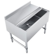 Underbar Ice Bin 134.7 Qt, 36x24x33in Stainless, Sliding Lid X-Drain