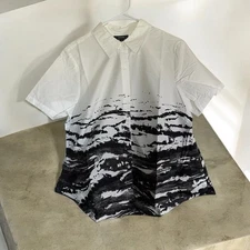 ALFANI NEO GLOW BLACK ASTRAL SHORT SLEEVE BUTTON UP SHIRT NWT