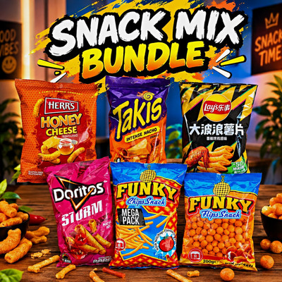 Snack Mix Bundle - 6 Produkte - Herr´s/Takis/Lays/Doritos/Funky - Chips & Nüsse