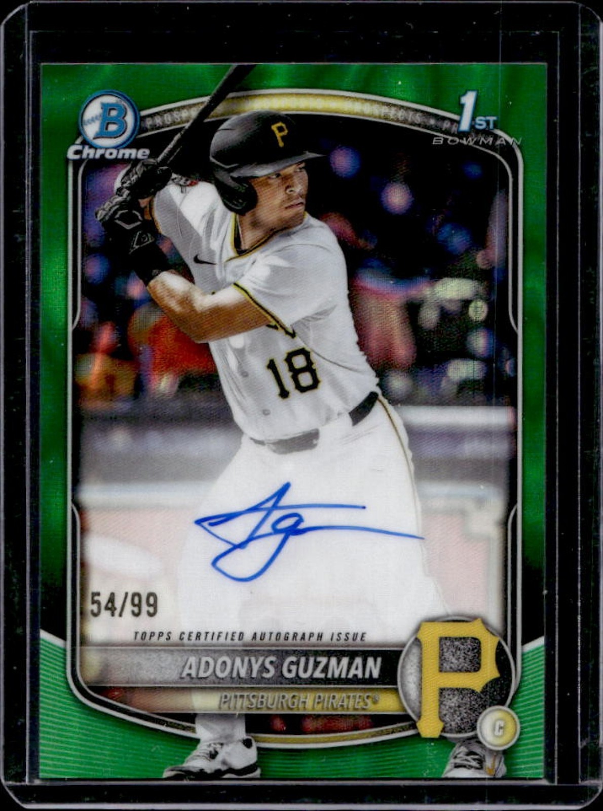 2025 Bowman Draft Adonys Guzman Chrome Auto Green Lava Refractor 1st #/99