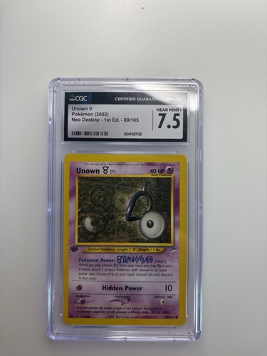 Unown [V] (1st Edition) graded CGC 7.5 for sale on eBay