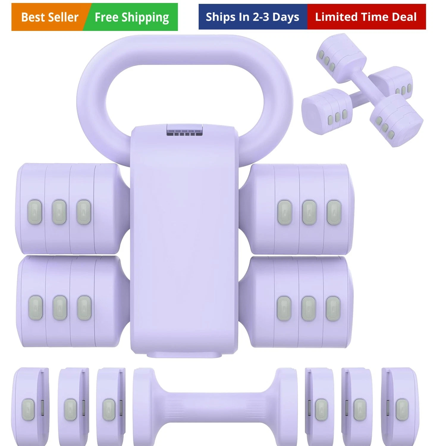 2-in-1 Adjustable Dumbbells Set, 4 Levels Weight Dumbbells Set for Women Men,...