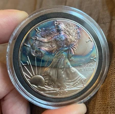 2017 AMERICAN SILVER EAGLE COOL RAINBOW TONED COIN