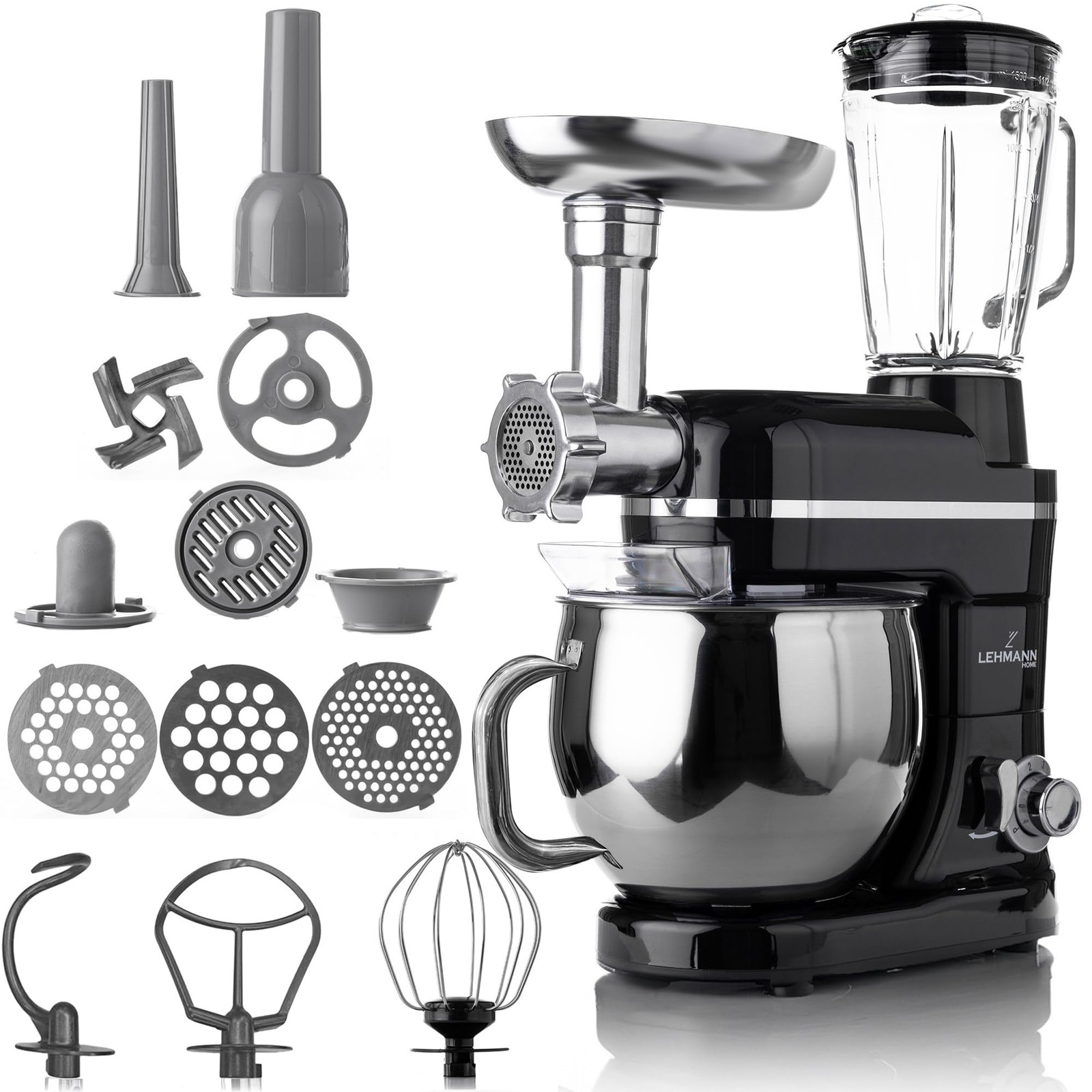 Lehmann Robot da Cucina Universale 3 in 1 Set Mescolatore con Sistema di