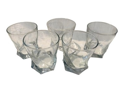 Anchor Hocking Sybil 5 Twisted Clear Whiskey Six-Sided Glasses - GREAT!