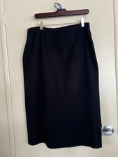 Ming Wang Black 100 Acrylic Midi Skirt Large Side Slit Elastic Waist Pullon