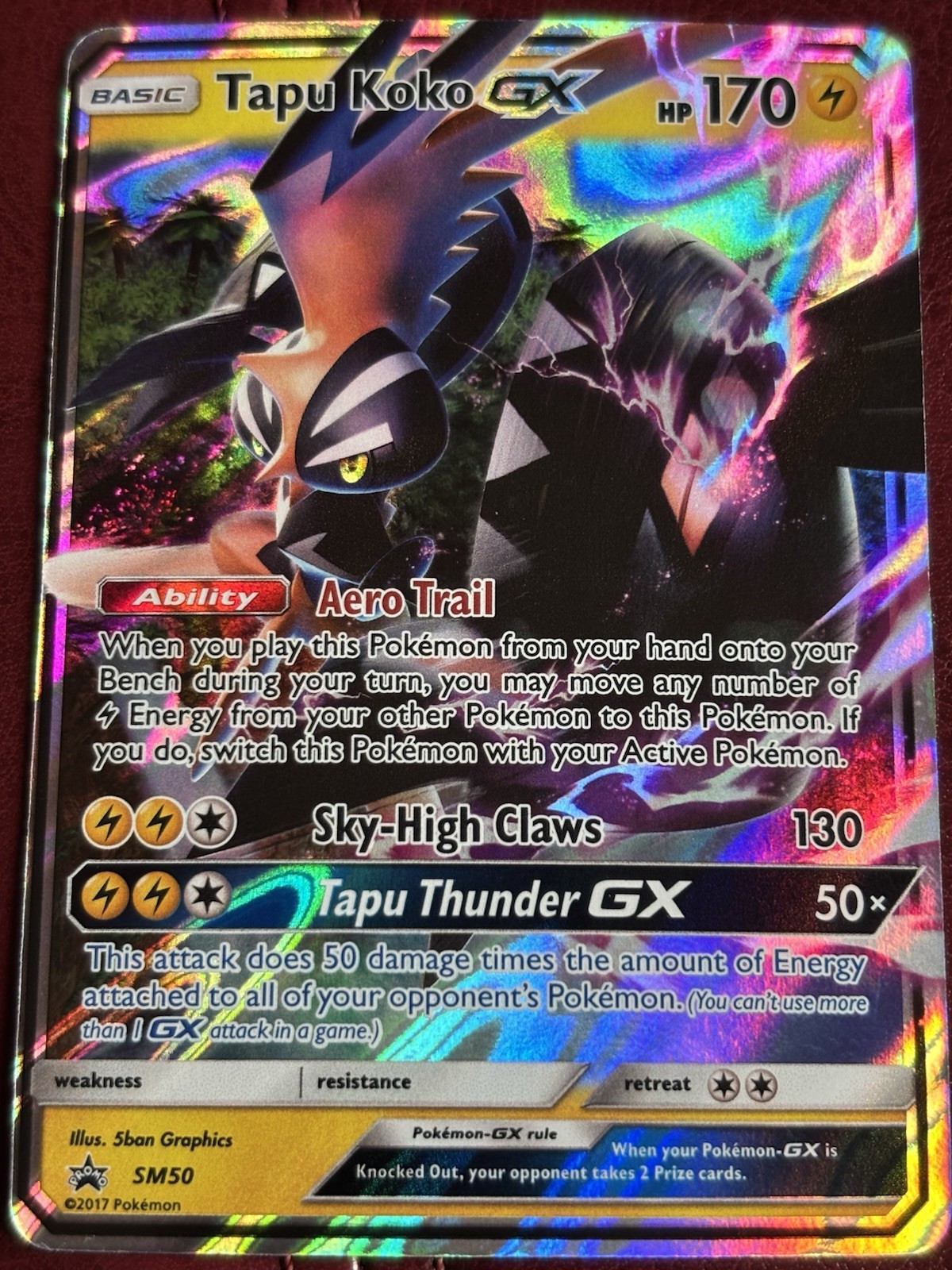 Pokémon Tapu Koko GX Holo SM50 Promo Card Lightning 2017 English TCG