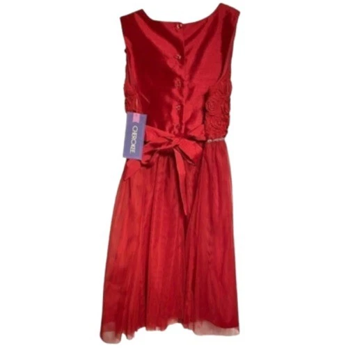 Nuevo Vestido de Navidad Cherokee Niñas Roseta Roja Formal Fiesta Vacaciones Talla Grande Foto 3 de 4