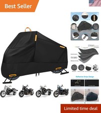 Motorcycle Cover Waterproof Outdoor, 300D Heavy Duty Motorcycle Cover for Harley