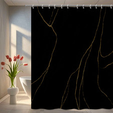 Elegant Black and Gold Shower Curtain for Modern Bathrooms