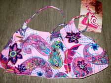girls NEW NWT BIKINI SWIM SWIMMING SUIT TOP PINK PAISLY KANU 2T 28.50 MSRP CUTE 