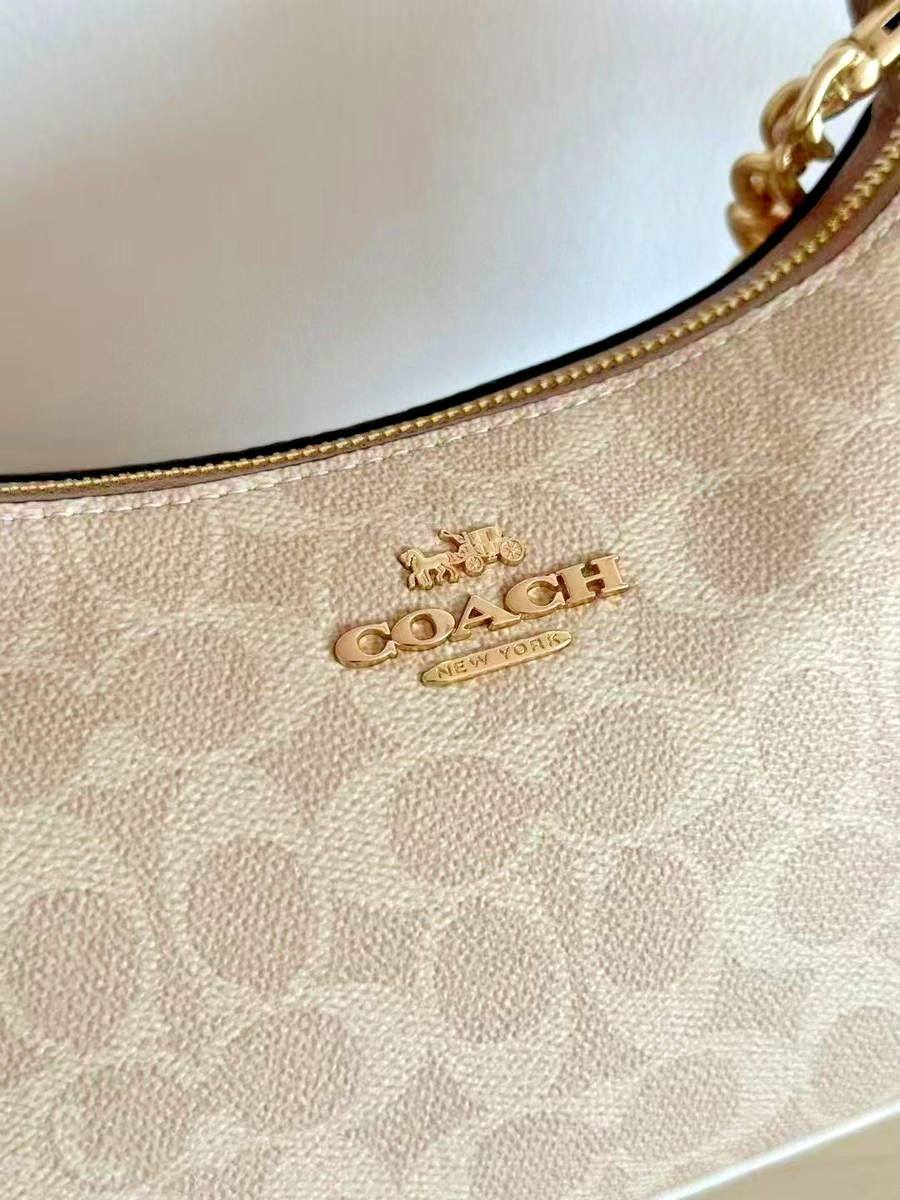 Coach NWT Teri Shoulder Bag In Signature Canvas CV933 Gold/Sand