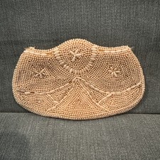 VINTAGE Faux PEARL Beaded Evening Clutch/Purse/COCKTAILS/floral Made in Japan