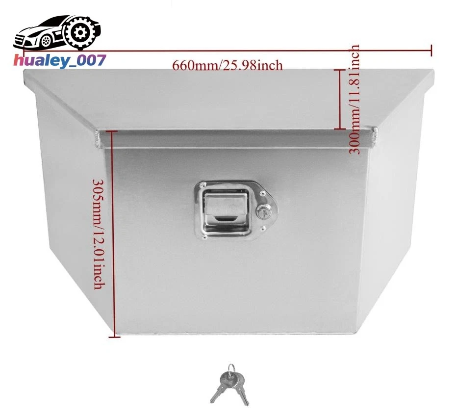 Sliver Aluminum Trailer Tongue Tool Box Heavy Duty Storage Box RV 26"x13.3"x12" Foto 2 de 4