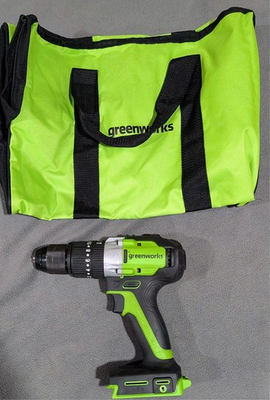 #ad Greenworks DDG402 24V Brushless 1 2quot; Hammer Drill w Bag Used $37.79