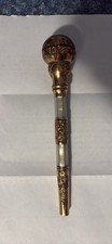 Antique Victorian Gold Plated Mother of Pearl Parasol Umbrella Handle 7.75  