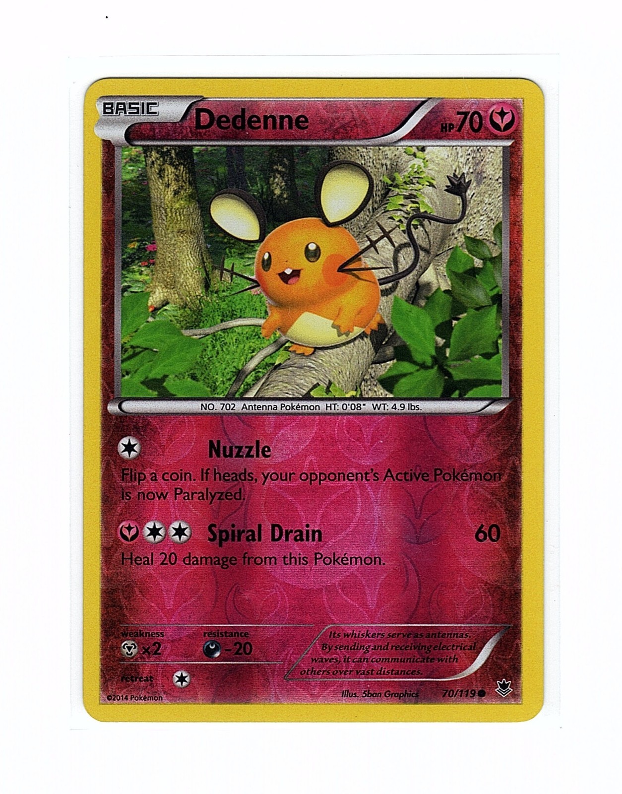 Dedenne 70/119 XY - Phantom Forces Reverse Holo - Pokemon Card LP
