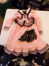 Pink Doll Outfit Victorian Style Dress with Shoes